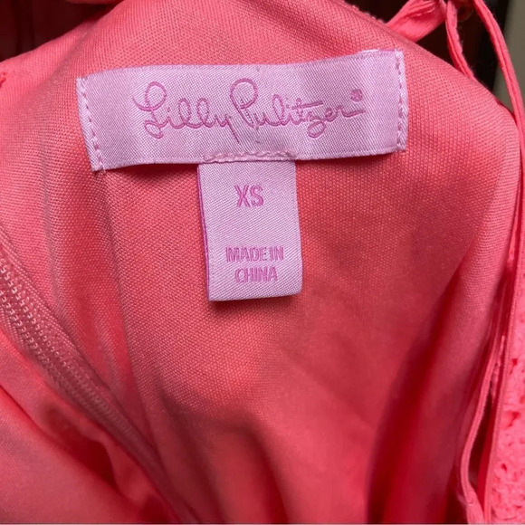 LILLY PULITZER Pink Costello Halter Dress Lace Pucker Pink Extra Small - Picture 6 of 10